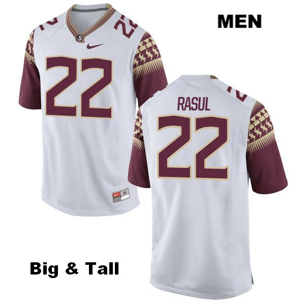 Men's NCAA Nike Florida State Seminoles #22 Amir Rasul College Big & Tall White Stitched Authentic Football Jersey YBI8869LT